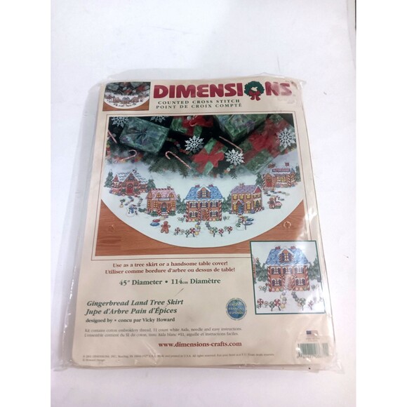 Vintage Dimensions Gingerbread Land Tree Skirt Cross Stitch Kit New - Picture 1 of 3